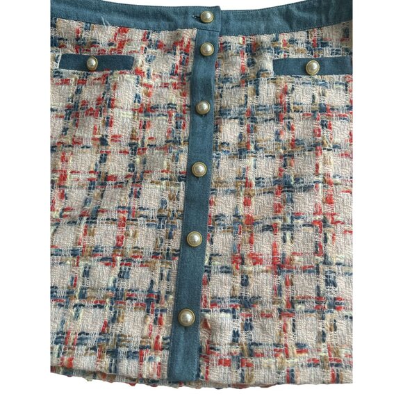 Nanette Lepore Blue and Red Tweed Mini Skirt - Picture 7 of 10